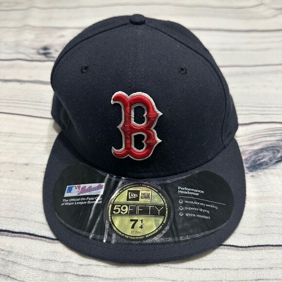Boston Red Sox Hat Cap Mens Fitted 7 1/4 Blue New Era 59Fifty MLB On Field - Picture 1 of 7